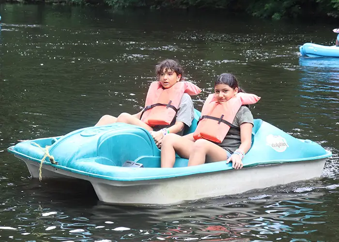 Children on a paddle boat