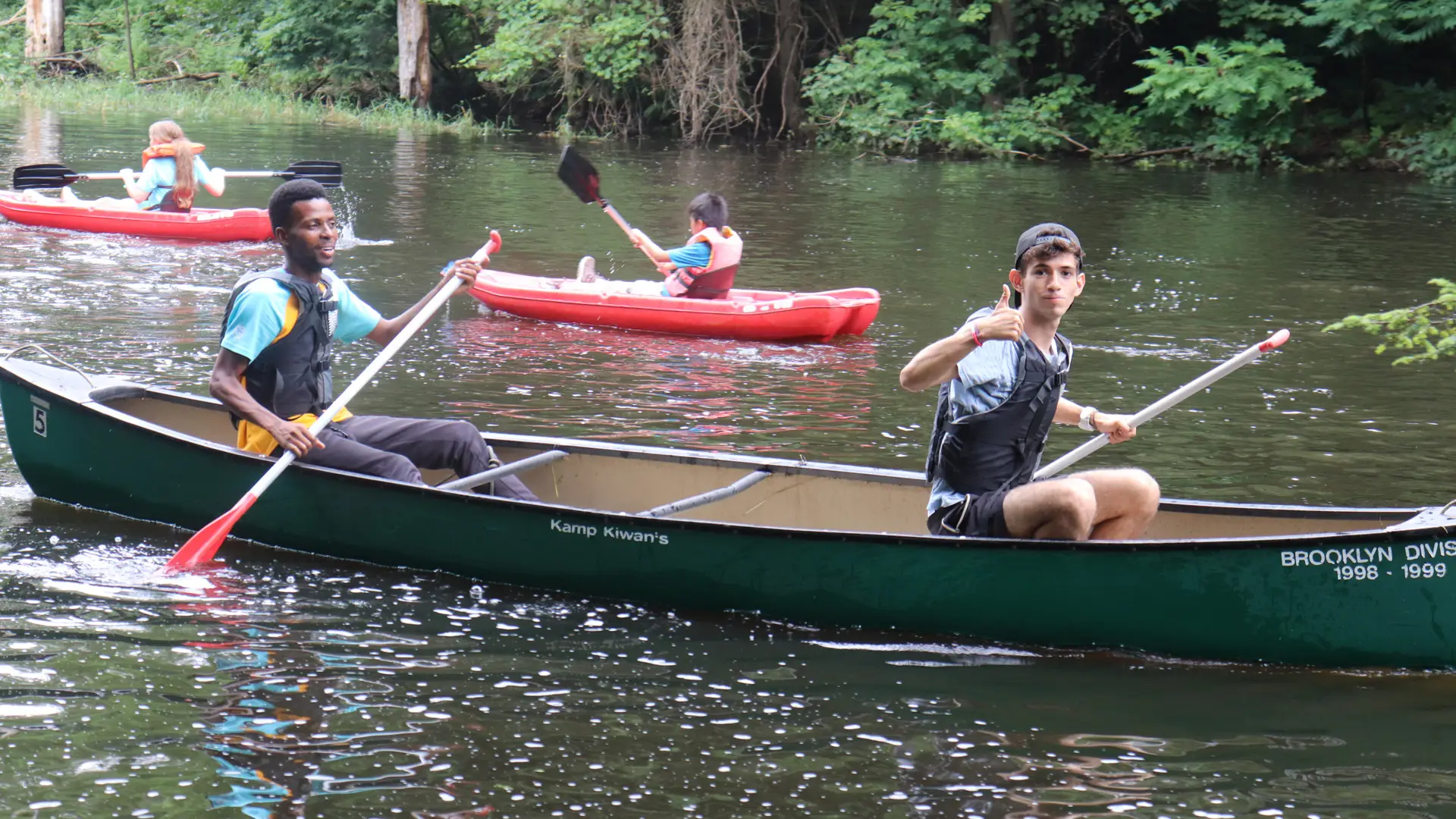 Teenagers on the lake