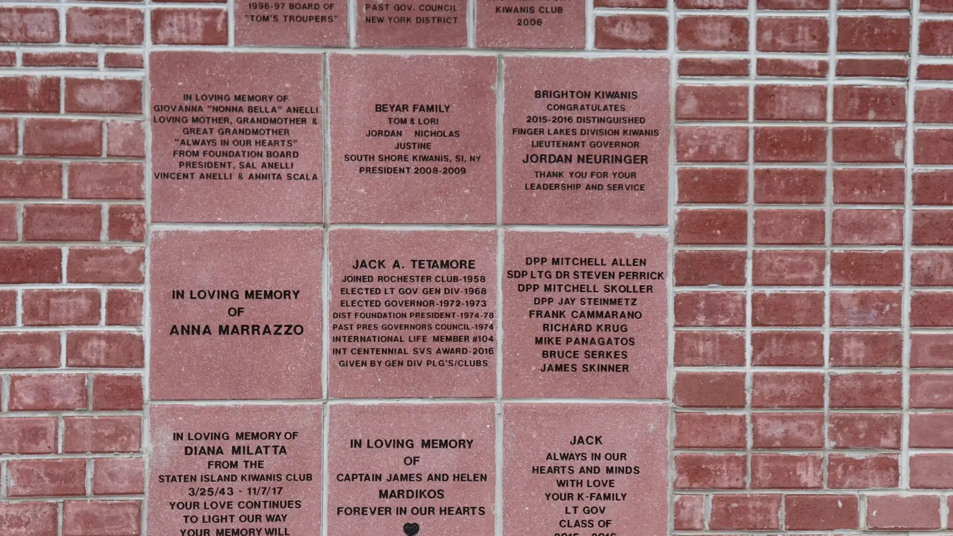 Brick Wall of engraved names